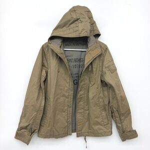 Gap Military Field Army Jacket Hooded Utility Grunge Canvas Mens Small Tan